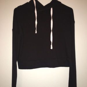 Basic black cropped hoodie